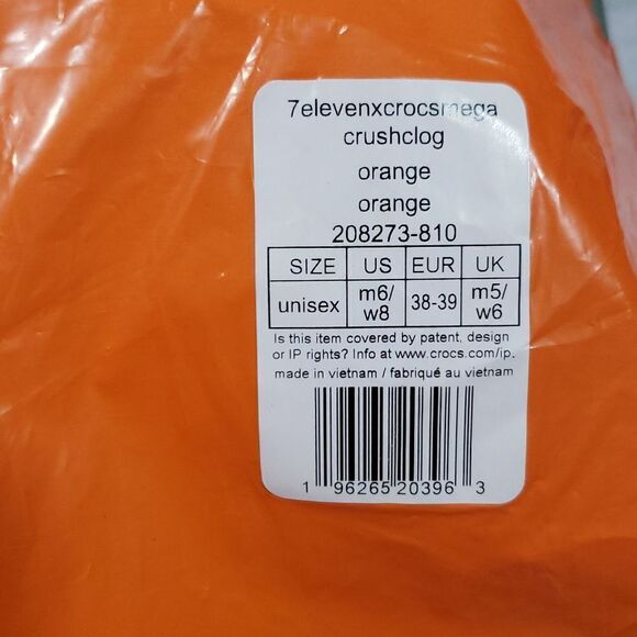 Mega Crush 7 Eleven x Crocs orange and green Mens 6, Womens 8 - Picture 13 of 14